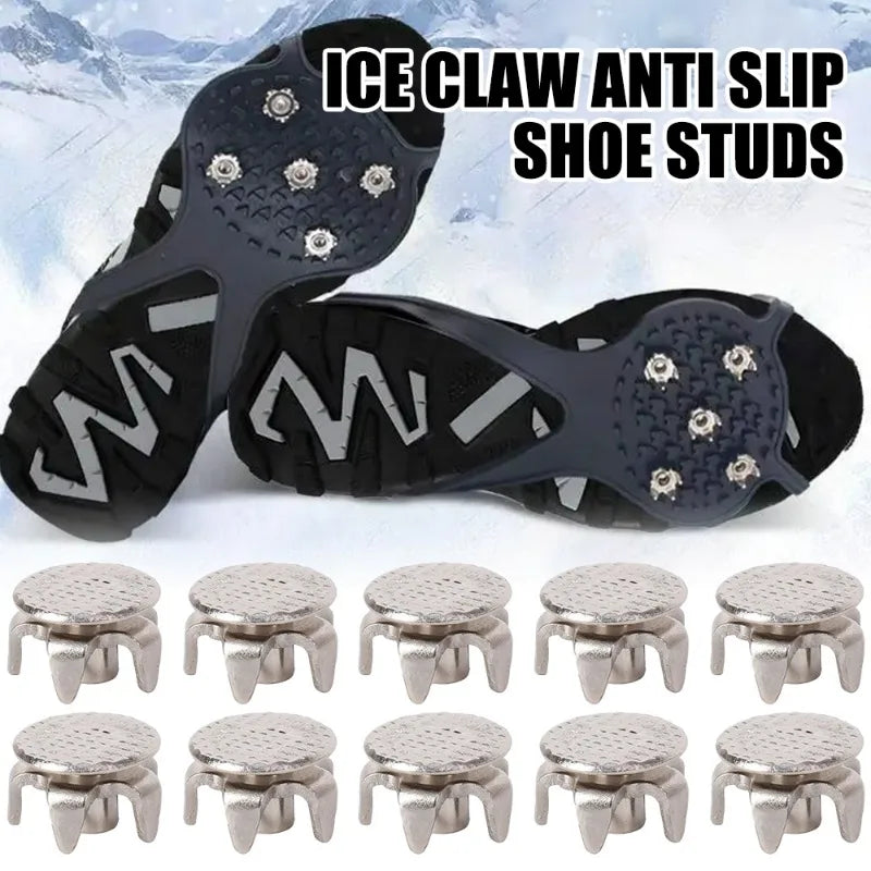 "Carbon Steel Snow Shoe Studs - Anti-Skid Ice Grippers (10Pcs/20Pcs/30Pcs)"