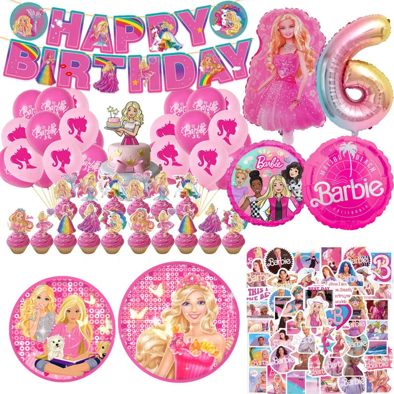 🔵 Barbie doğum günü partisi malzemeleri seti - Kıbrıs