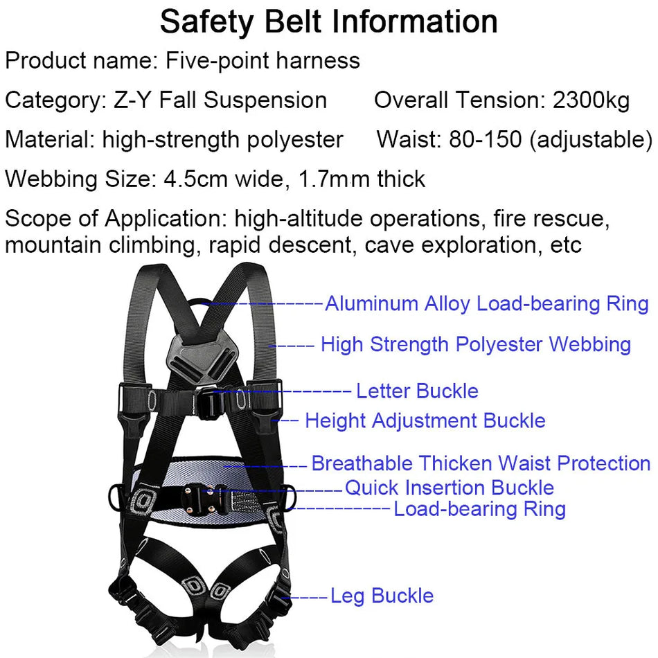 NLNTL High-Strength Safety Harness Set for High Altitude Work & Rock Climbing