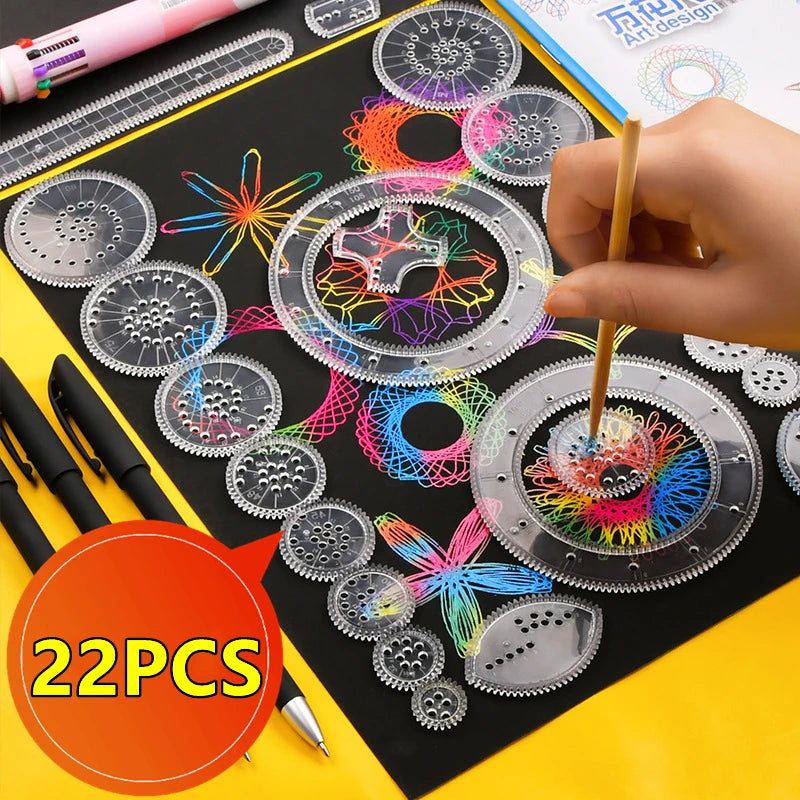 22/4/1pc Spirograph Lineal Zeichnen Kratzer Malerei Spielzeug ineinandergreifende Zahnräder Malerei Zeichnen Accessoires Bildungsspielzeug