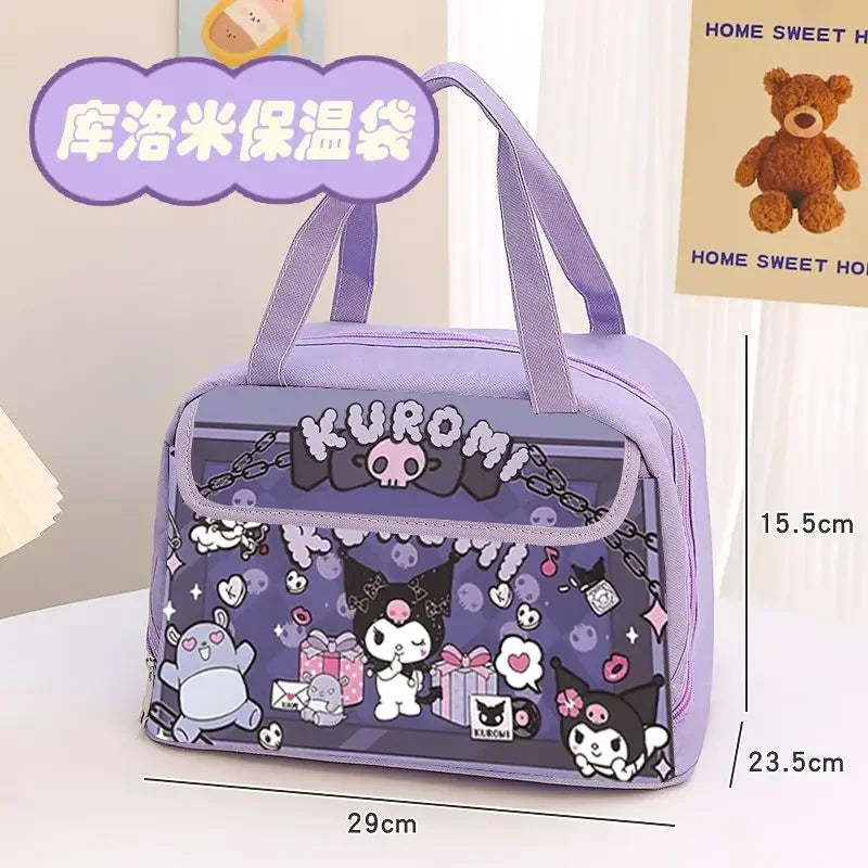 Bolsa Térmica de Anime Kuromi Linda – Bolso de Mano Impermeable de Gran Capacidad 