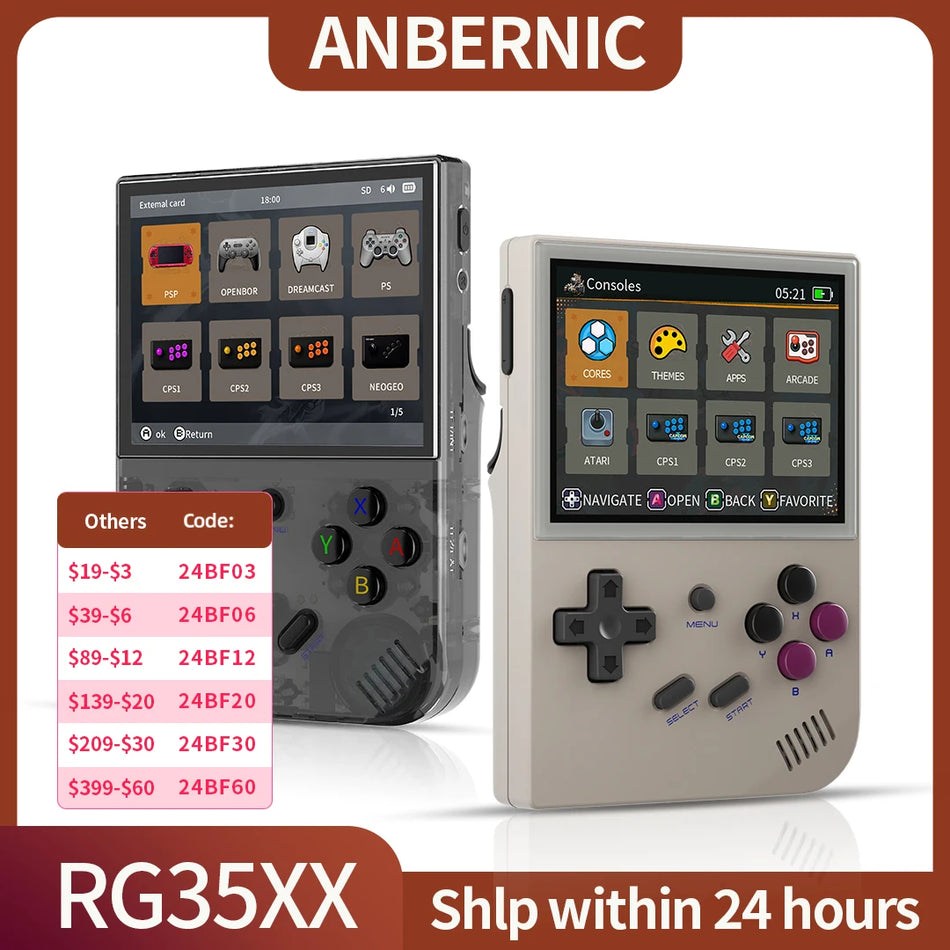 Consola de juegos portátil retro Anbernic RG35XX Plus con pantalla IPS de 3.5" 