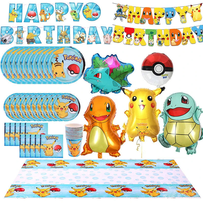 🔵 Pikachu Party Decorations Set - Ιδανικό για πάρτι γενεθλίων Pokemon - Κύπρος