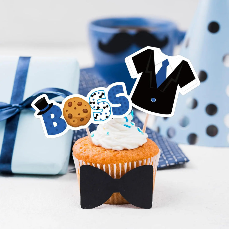 Boss -Themen Cupcake Topper - 36 PCs Blue & Black für Jungengeburtstagsfeier - Zypern