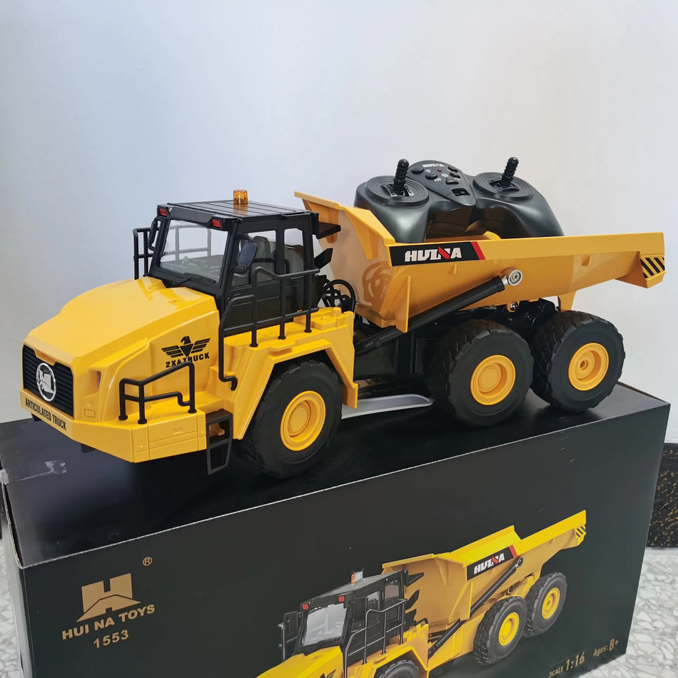 Huina 1553 1/18 Remote Control Dumper Truck with 9 Channels & LED Lights