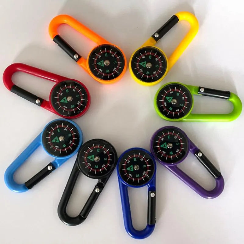 1pcs Random Color Camping Compass Portable Plastic Outdoor Climbing Buckle Compass