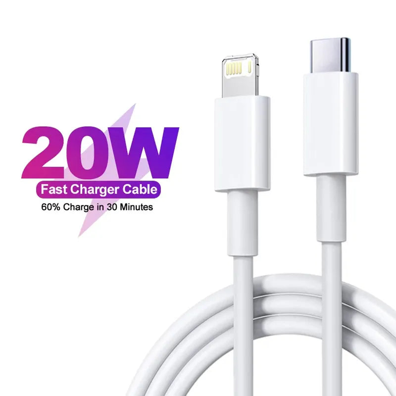 Оригинал 20W PD Fast зарядка USB Тип C в кабель Lightning для iPhone 14 13 12 11 Зарядные данные шнурные аксессуары телефона