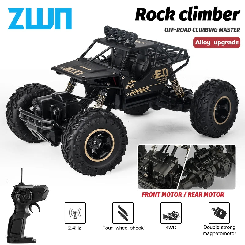 🔵 ZWN 1:16 4WD RC Car With Led Lights Radio Remote Control Cars Buggy Off-Road Control Trucks Boys Toys for Children