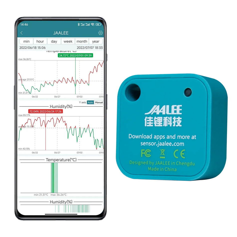 Jaalee JHT -Temperatur/Luftfeuchtigkeit/Dewpoint/VPD -Sensor -Thermometer/Hygrometer -Logger Exportmonitor Kühlschrankkühlschrank