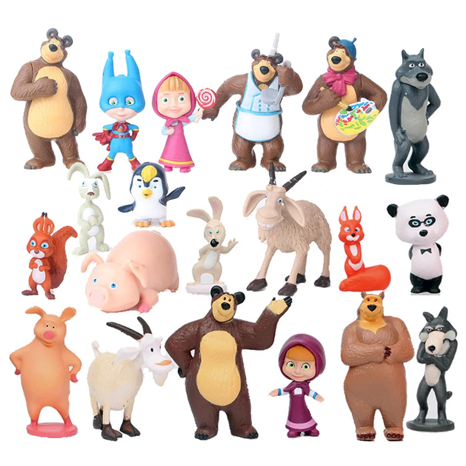 🔵 Masha ve Bear Action figürü anime modeli çizgi film oyuncakları - Kıbrıs