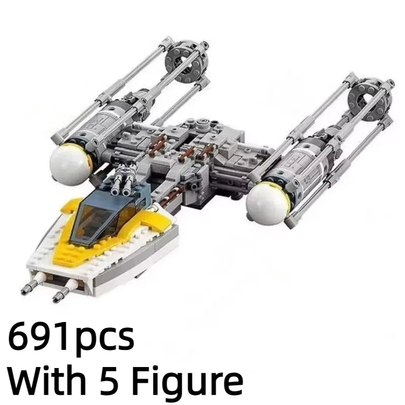 Droid Gunship Y-Wing Starfighter Building Blocks Set for Space Wars Fans