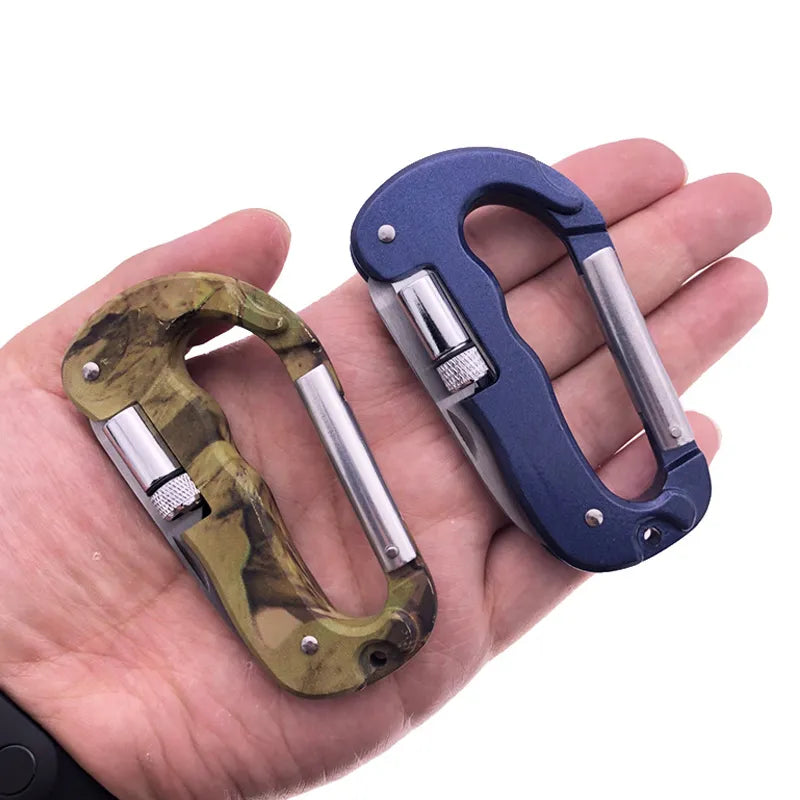 Наружный EDC Multi Tool Tactical Camo Camping Cramping Carabiner Parachuting Knef Нож Светодиодный альпинизм пряжка