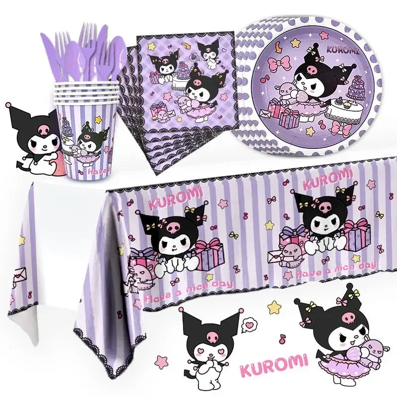 Sanrio Kuromi Kawaii Festival Disposable Party Set for Girls