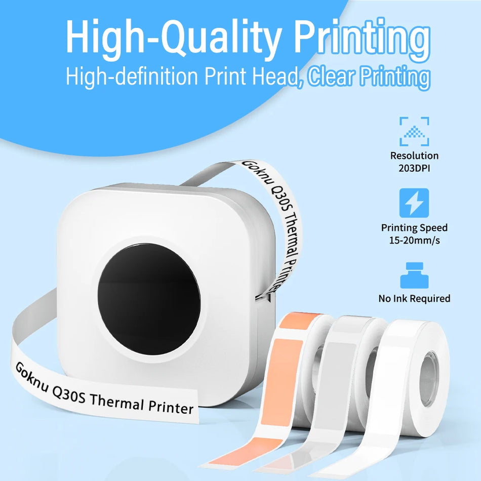 Phomemo Printer Q30S Mini Label Printer Smart Portable Label Maker Self-adhesive Thermal Label Printer similar as D30 Q30 D110