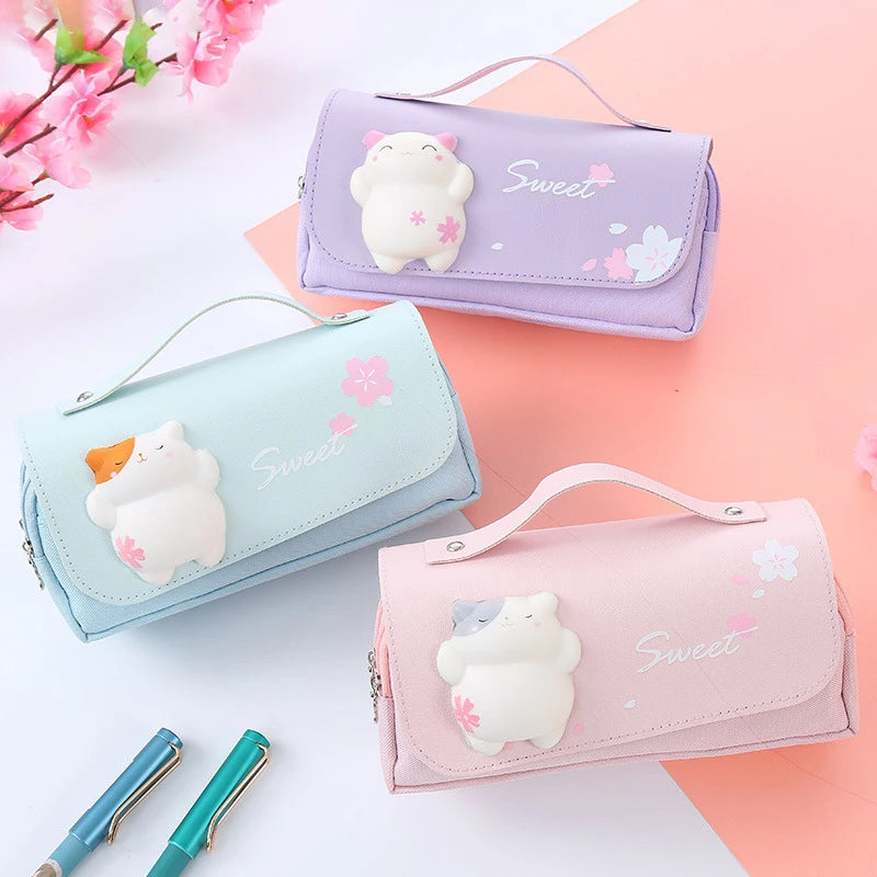 JETTING Cute Cat Double Layer Pencil Case - Cyprus