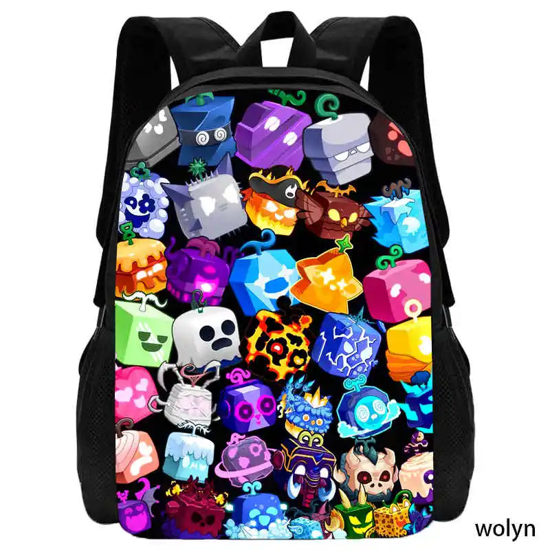 Wolyn Blox Anime Fruits School Backpack for Kids