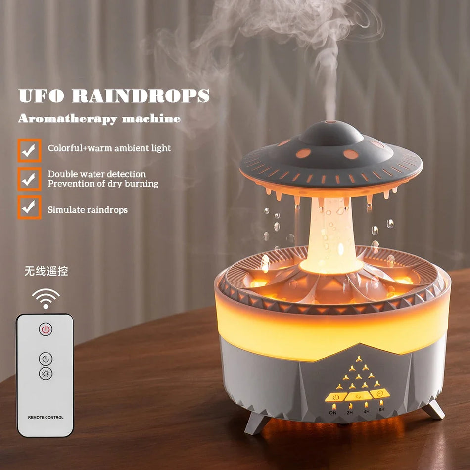 Akıllı Uzaktan Hava LED Humiberatör Mantar Yağmur Esansiyel Yağ Difüzör Renkli Işıklar Yağmur Damlası Aroma Humidificador Home için