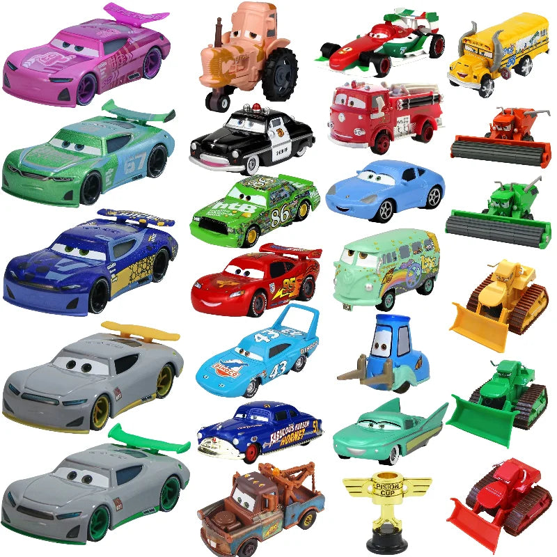 Disney Pixar Cars Metal Diecast Auto Spielzeugsammlung - Sheriff, Chick Hicks, Lightning McQueen & Hudson 