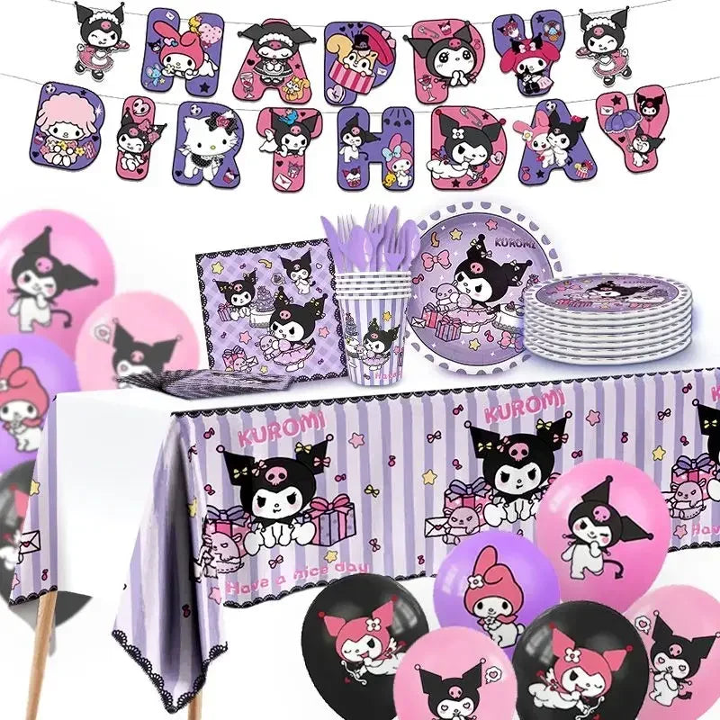 Sanrio Kuromi Kawaii Festival Disposable Party Set for Girls