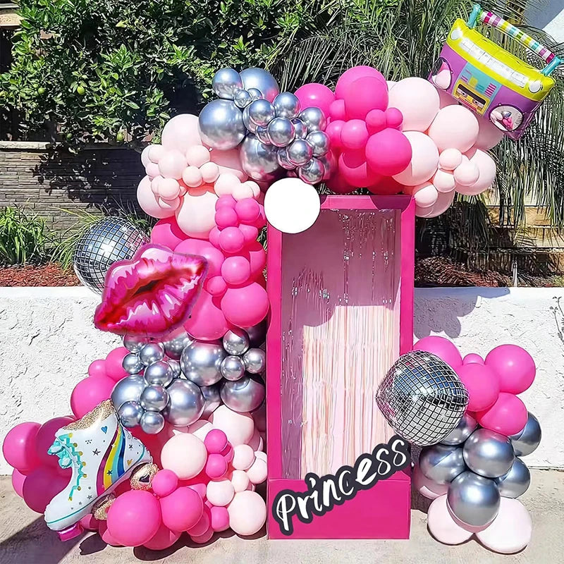 🔵 Zisheng Prenses Sıcak Pembe Balon Çelenk Kemeri Kiti - Kıbrıs
