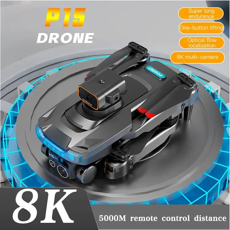 Yeni Orijinal Drone P15 Fırçasız Engellerden Kaçınma Gps Otomatik Dönüş 4k/8k Hd Hava Fotoğrafçılığı Çift Kamera Uzaktan Rc 500m