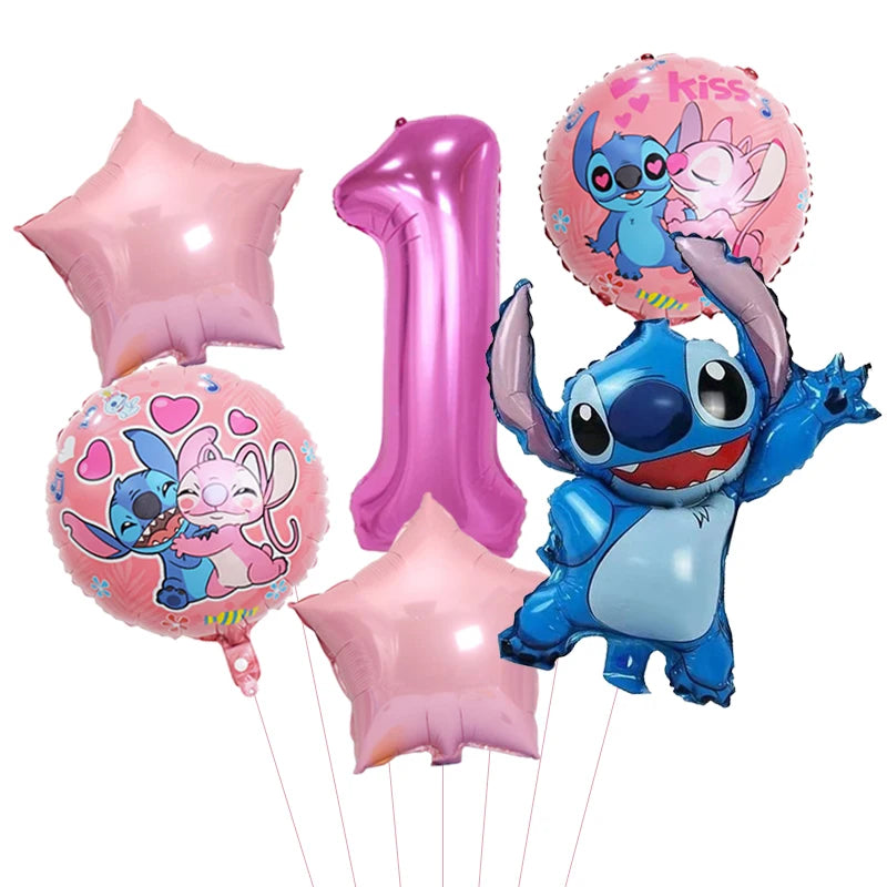 🔵 Disney Lilo & Stitch Party Balloons + Stitch 32 "Αριθμός μπαλονιού - Κύπρο