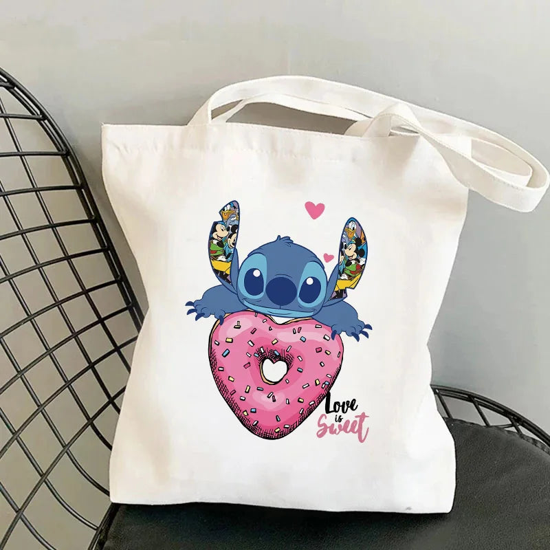 Disney Stitch Canvas Tote Bag - Eco Hip Hop Harajuku Τσάντα ψώνια - Τσάντα ώμου των γυναικών - Κύπρος
