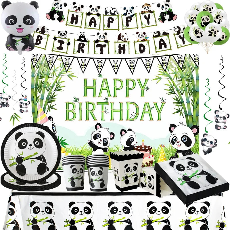 🔵 Karikatür Panda Doğum Günü Partisi Balonları Dekorasyon Kiti - Kıbrıs
