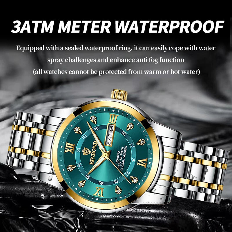 BINBOND Men's Luxury Diver Watch - 30ATM Waterproof Quartz Timepiece