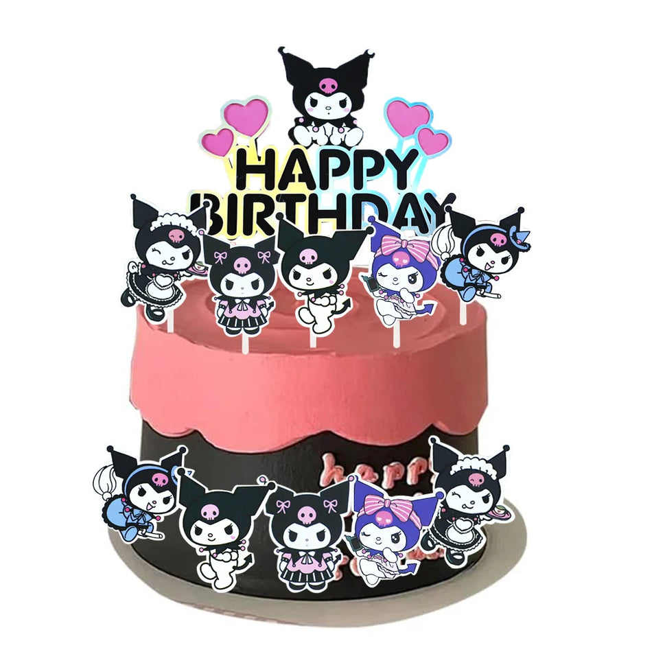 Cute Kuromi 11pcs Birthday Cake Toppers for Party Decorations