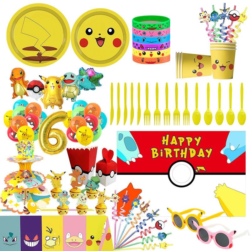 🔵 Pokemon Pikachu Doğum Günü Partisi Süslemeler Paketi - Kıbrıs