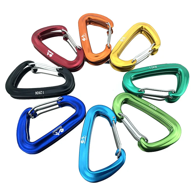 12KN D-Shape Aluminium Climbing Carabiner with Locking Mechanism