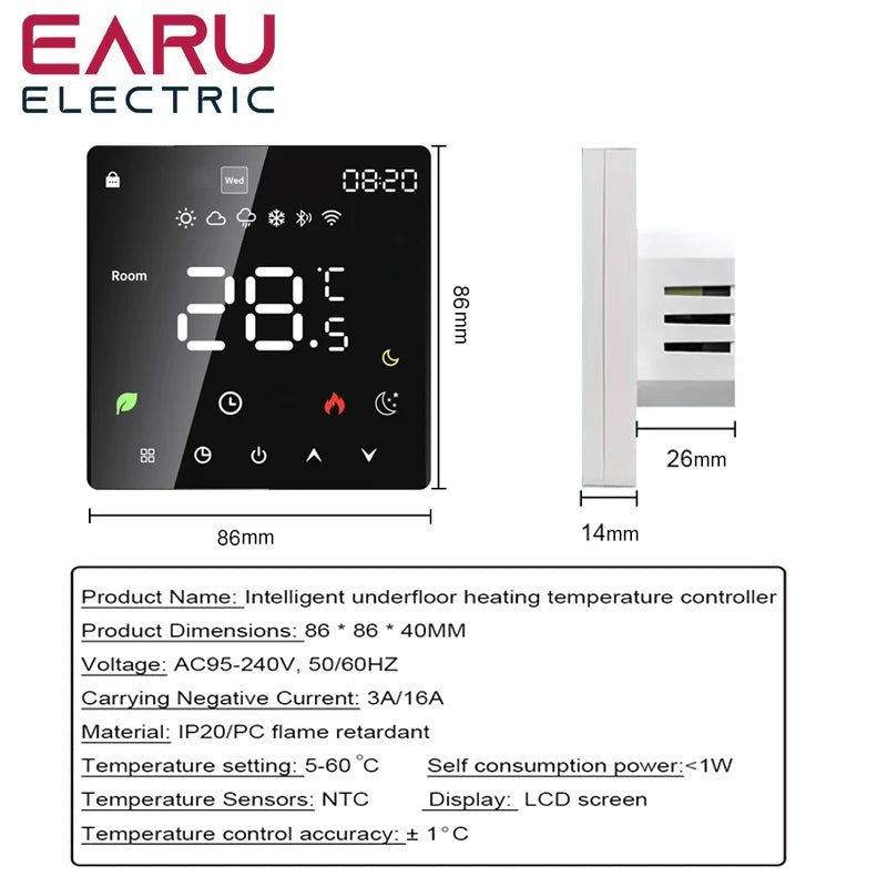 TUYA WIFI Akıllı Termostat Elektrik Zemin Isıtma TRV Su Gaz Kazan Sıcaklık Sesli Uzak Kontrolör Google Home Alexa