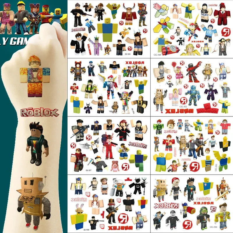 Roblox Cartoon Tattoo Stickers для детей на день рождения - водонепроницаемый декор