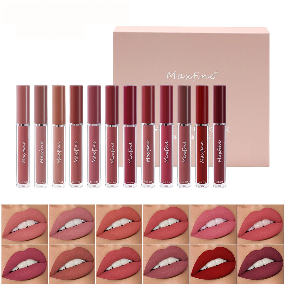 Maxfine 6pc Matt Velvet Lip Gloss Set