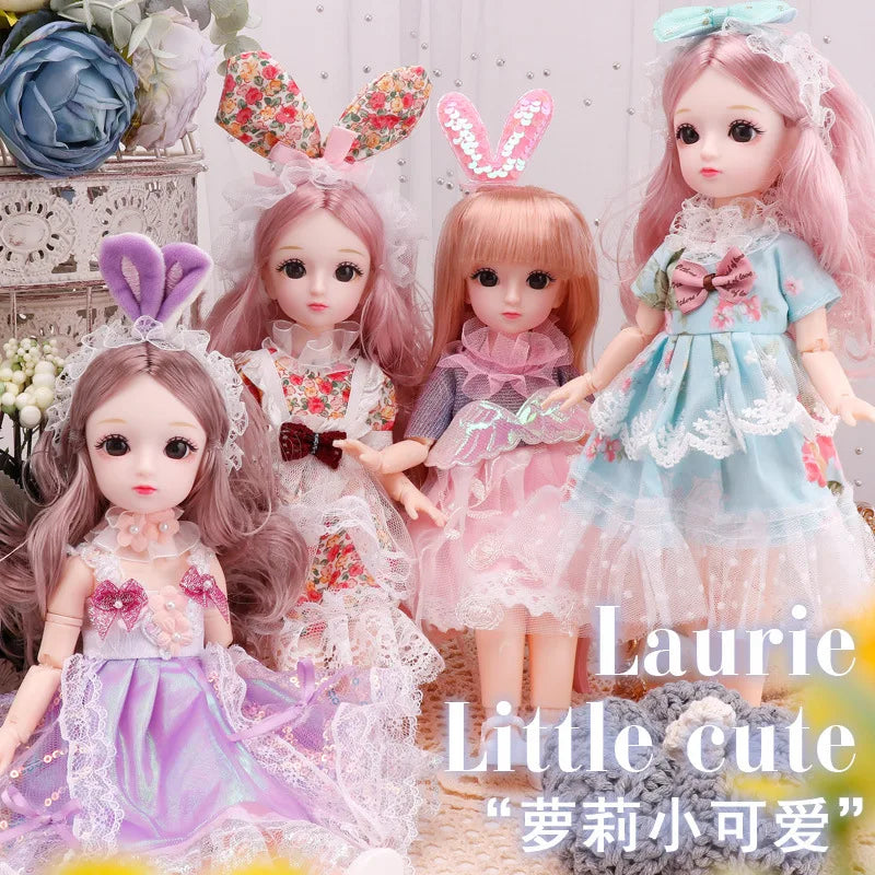 Volles Set 1/6 BJD DULLS für Mädchen 30 cm Anime Doll 23 Joint Movable Body mit Rockhut Kopfschmuck Dress Up DIY Toys Reborn Kawaii