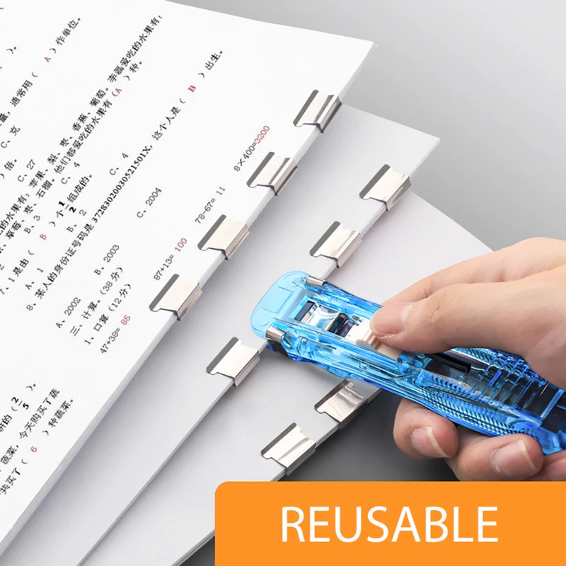 Мини -бессмысленный многоразовый зажим для ручного зажима Push Stapler Paper File School Supplies - Кипр