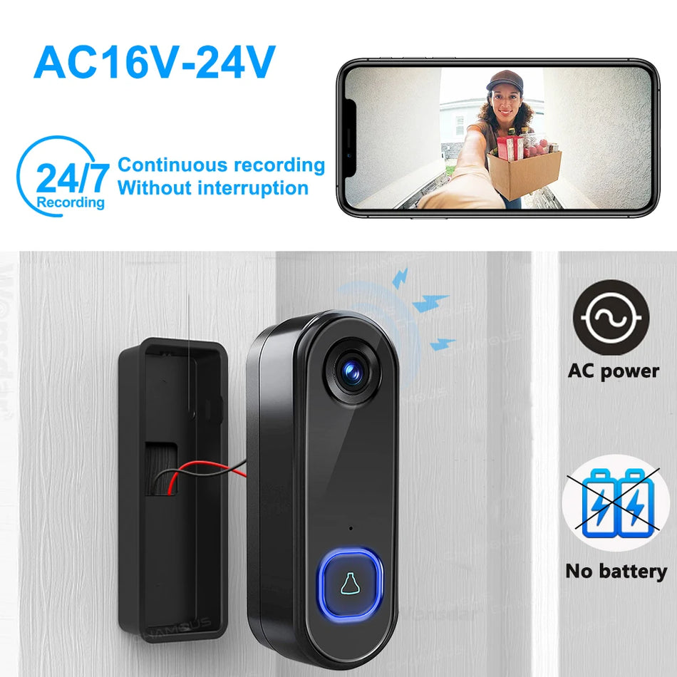 Visual WiFi Smart Home Video Doorbell Outdoor Wireless Doorbell US EU UK IP66 Waterproof Low-power Monitoring Intercom Doorbell