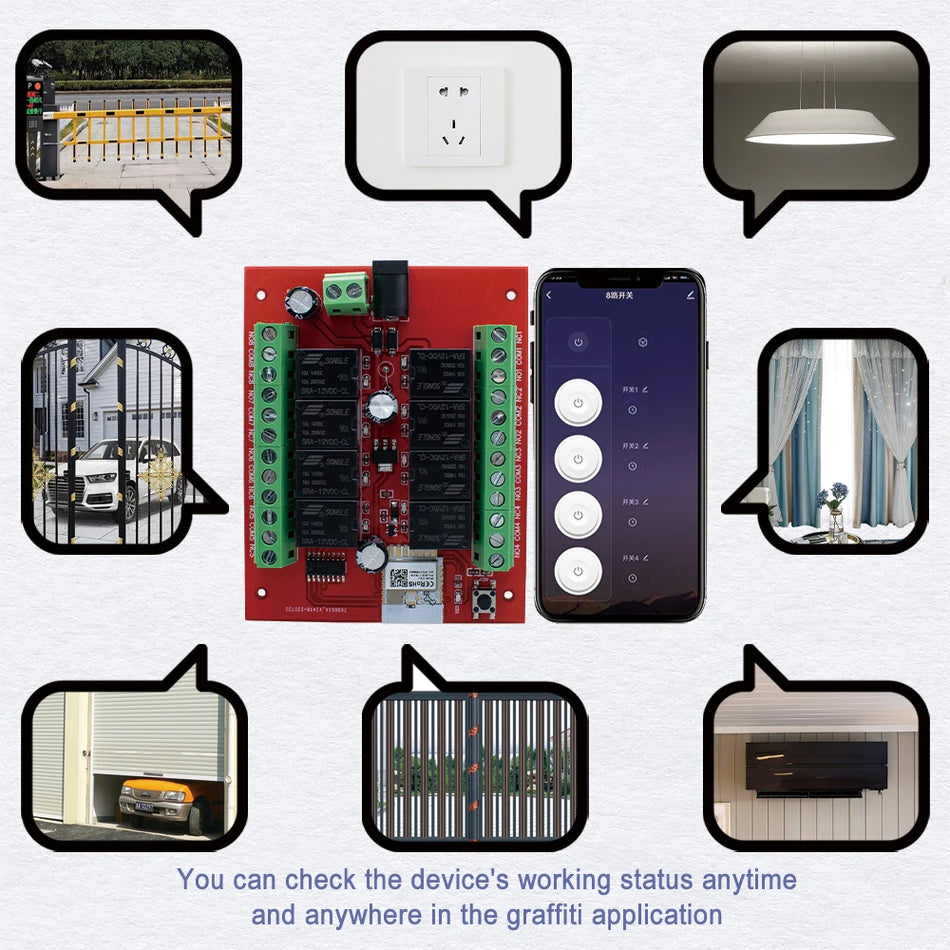 8ch Tuya Smart WiFi Relay Modul - DC 12V/24V Fernbedienung für Alexa & Google Home