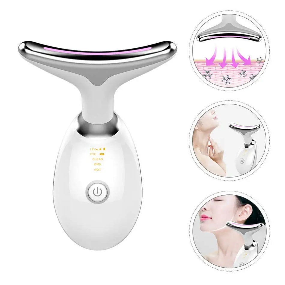 Neck Face Beauty Device 3 Colors LED Photon Therapy Neck Lift Face Massager Skin Tighten Remove Wrinkle Double Chin Skin Care