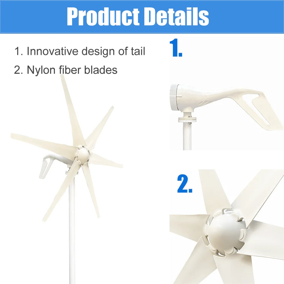 High-Efficiency Wind Turbine Generator 600W/800W/1000W for Home and Camping