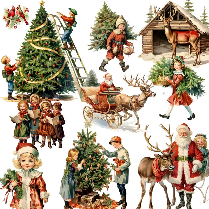 Vintage Christmas Stickers Pack für DIY Scrapbooking - Zypern