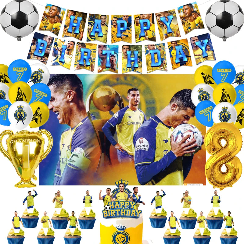 🔵 Yi ZHENG Cristiano Football Party Decoration Set - Cyprus