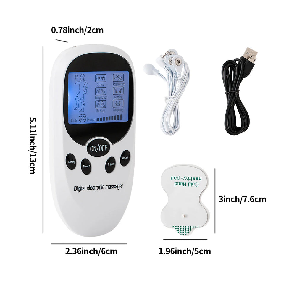 Digital TENS Machine EMS Massager Electric Pulse Muscle Stimulator for Back Neck Electrode Massage Pads Convenient Use at Home