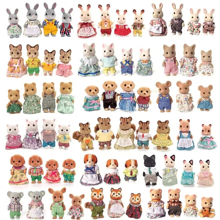 Forest Rabbit Family DIY Playset Mini Rabbit Bear Figure Toy Dolls - Cyprus