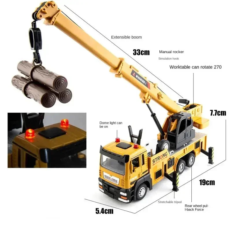 1/32 Legering Lokomotivkran Model Lastbil Med Lyd Og Lys Inerti Ingeniørkøretøj Tilbagegang Børns Legetøj Fødselsdagsgaver 