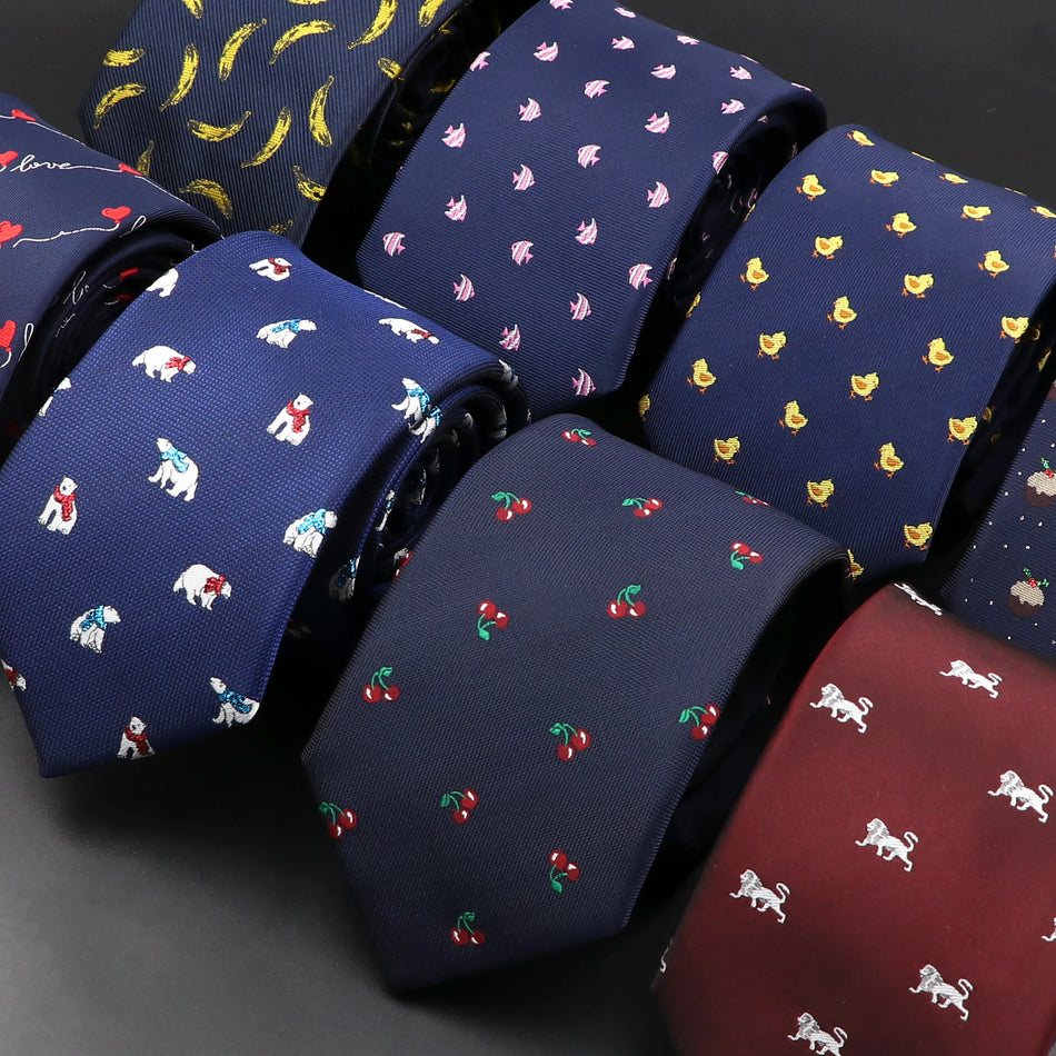 Novelty Animal Fruit Pattern Slim Tie for Men - Cyprus