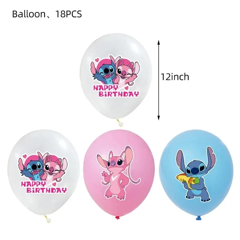 🔵 Pink lnterstellar Stitch Angel Birthday Party Decoration - Cyprus