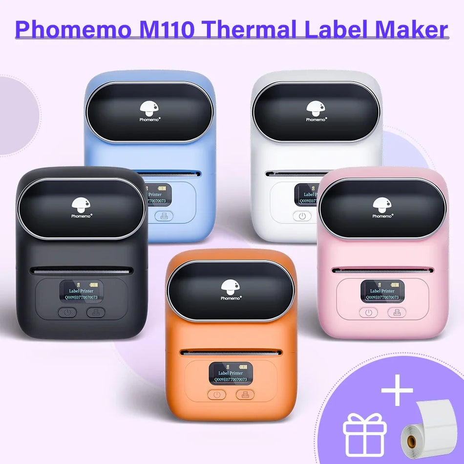 Phomemo M110 Termal Kablosuz Etiket Yazıcı Taşınabilir Bluetooth Sticker Mini Yazıcı Barkod Etiket Maker Fiyat Etiket Yazıcılar DIY