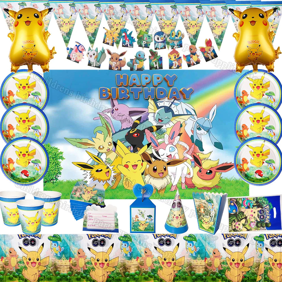 Pokemon Cartoon Pikachu DIY Szene Layout Party Dekoration Kinder Geburtstagsfeier Dekoration Teller Pokal -Serviette Festival Event Event